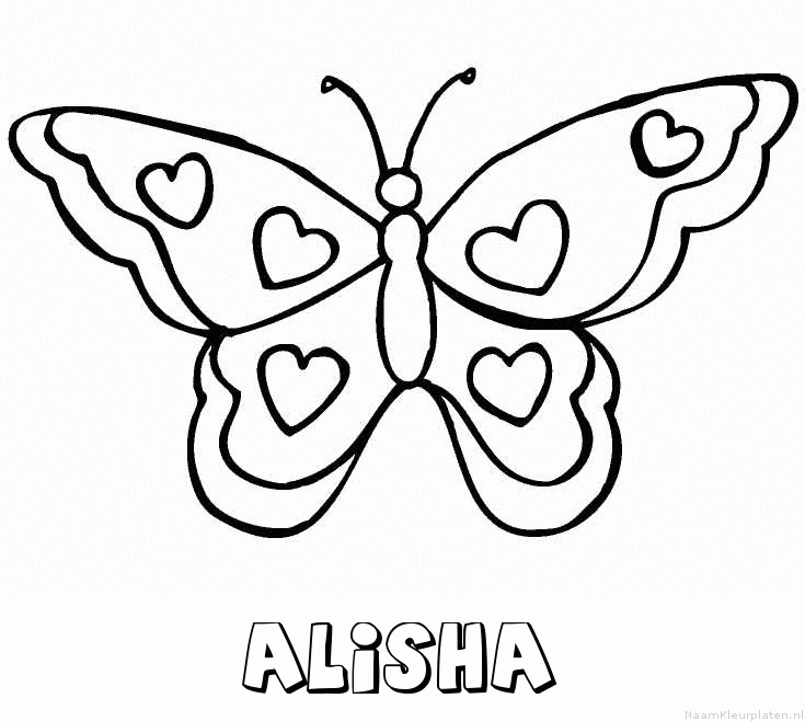 Alisha vlinder hartjes kleurplaat