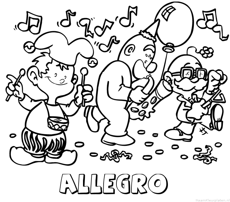 Allegro carnaval kleurplaat