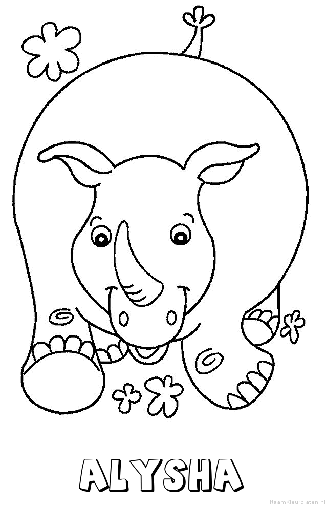 Alysha neushoorn kleurplaat