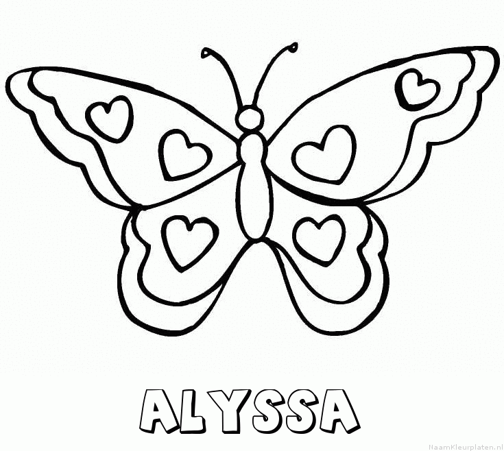 Alyssa vlinder hartjes kleurplaat