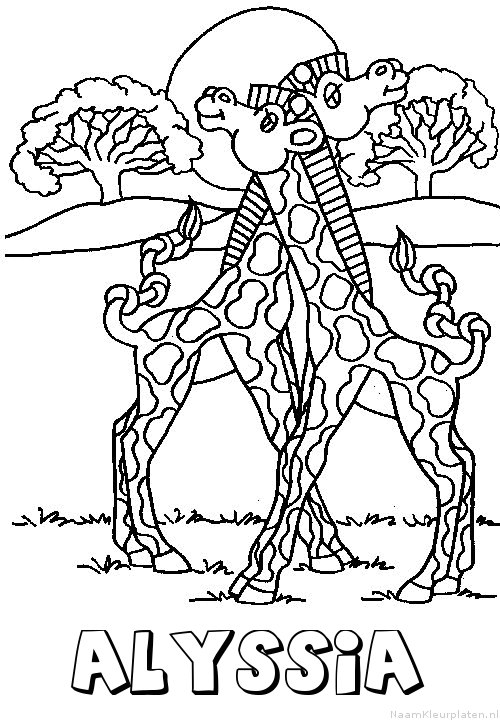 Alyssia giraffe koppel kleurplaat