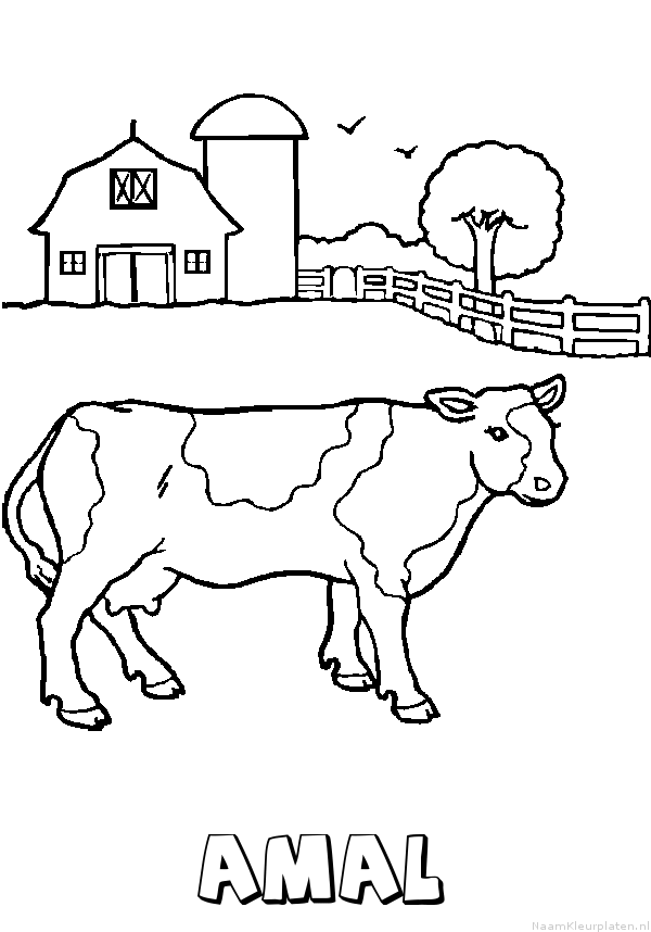 Amal koe kleurplaat