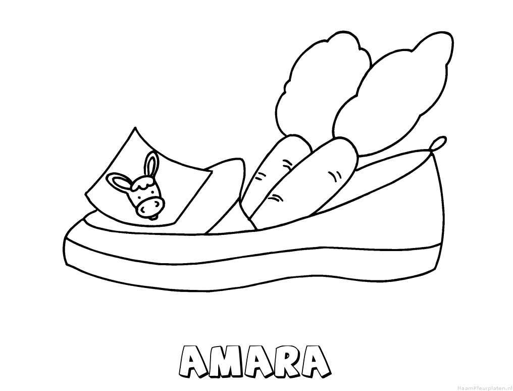 Amara schoen zetten kleurplaat