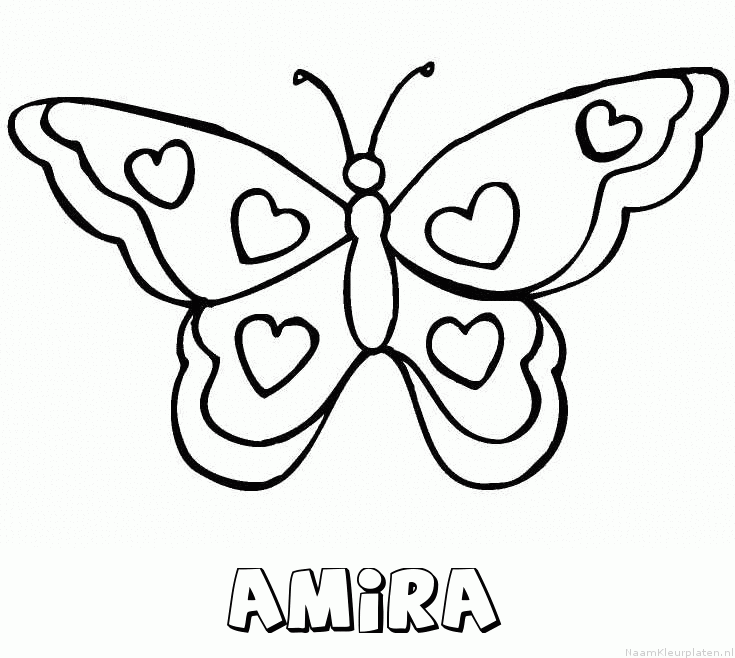 Amira vlinder hartjes kleurplaat