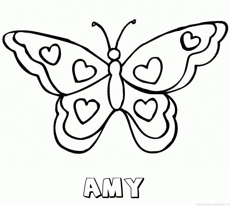 Amy vlinder hartjes kleurplaat