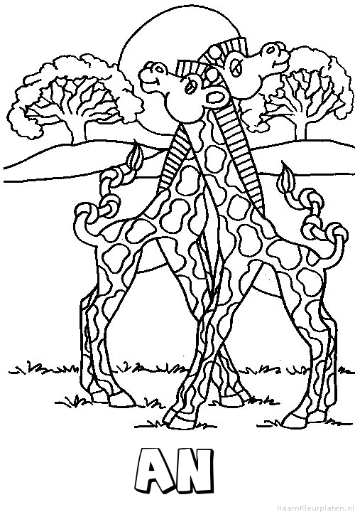 An giraffe koppel kleurplaat