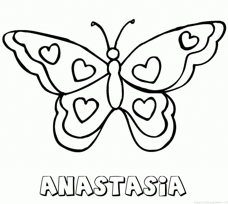 Anastasia vlinder hartjes kleurplaat