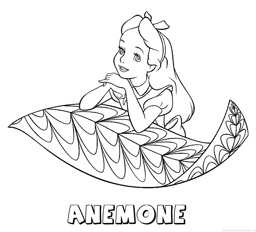 Anemone alice in wonderland kleurplaat