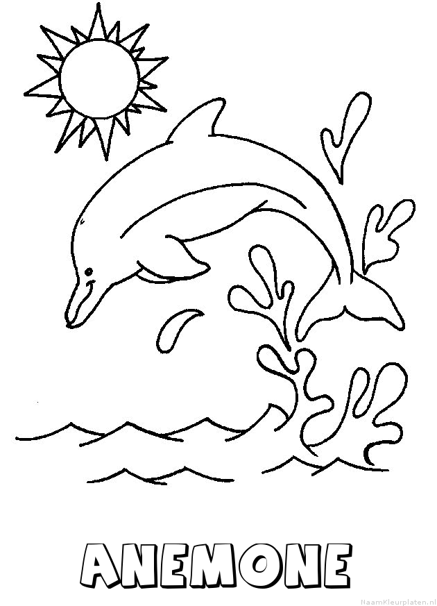 Anemone dolfijn kleurplaat