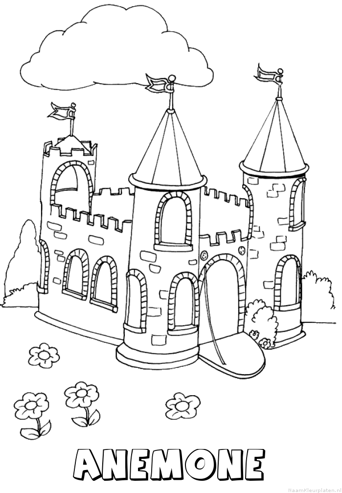Anemone kasteel kleurplaat