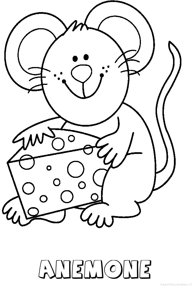 Anemone muis kaas kleurplaat