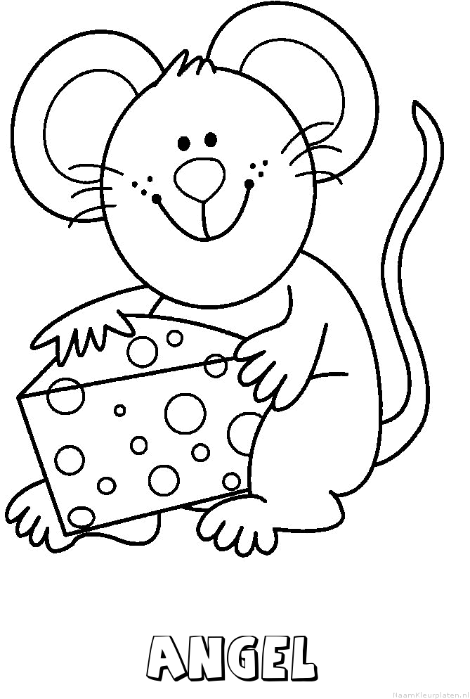 Angel muis kaas kleurplaat