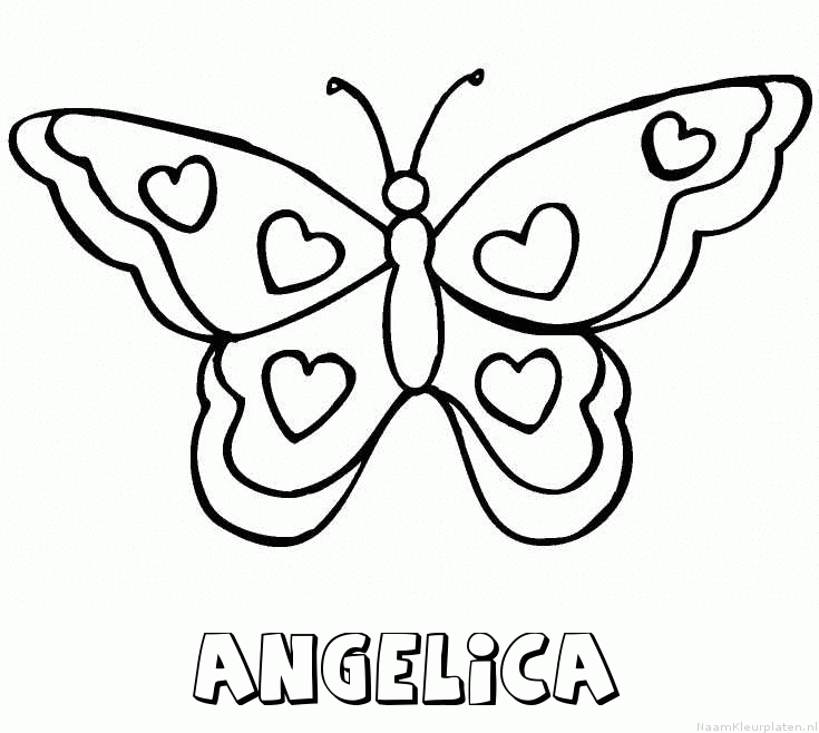 Angelica vlinder hartjes kleurplaat