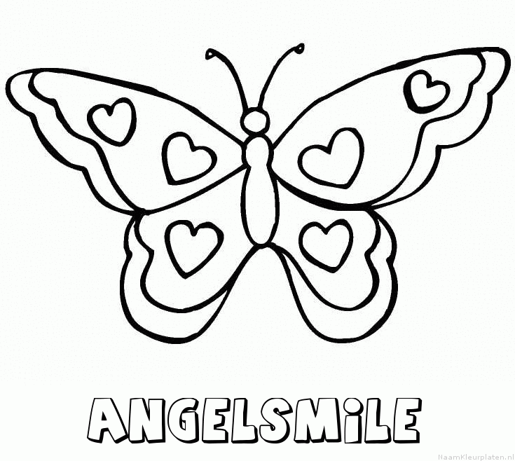 Angelsmile vlinder hartjes kleurplaat