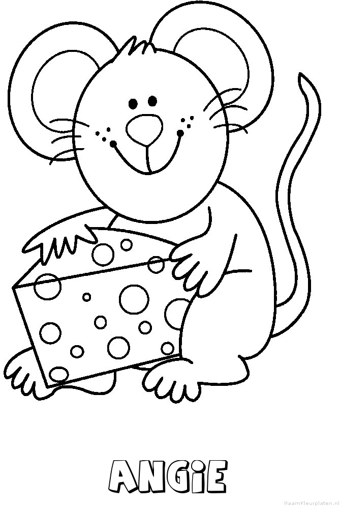 Angie muis kaas kleurplaat