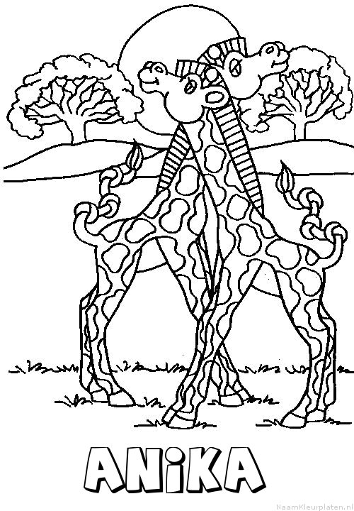 Anika giraffe koppel kleurplaat