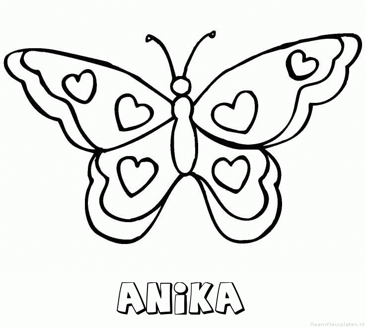 Anika vlinder hartjes kleurplaat