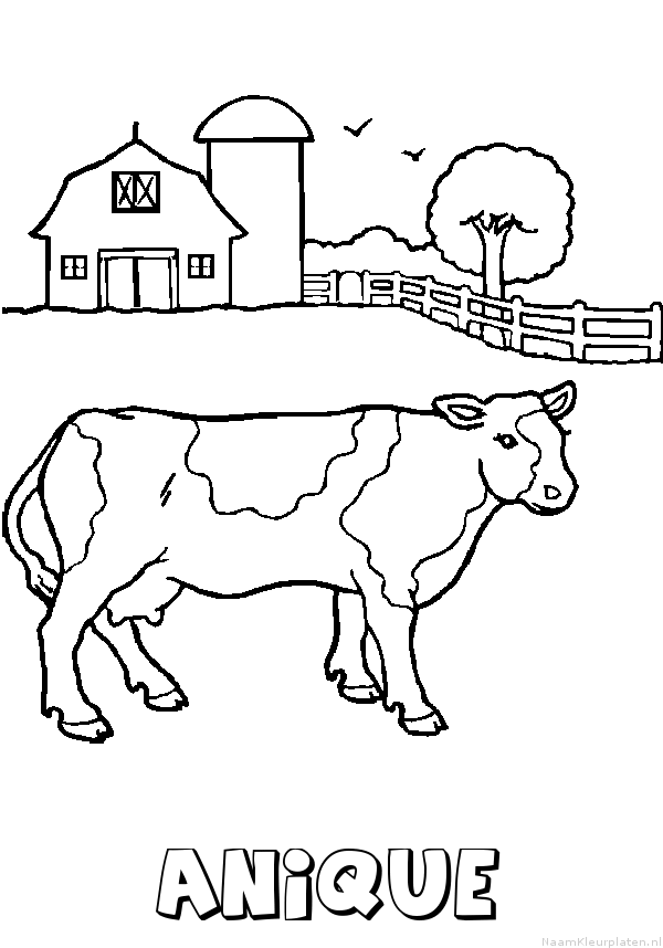 Anique koe kleurplaat