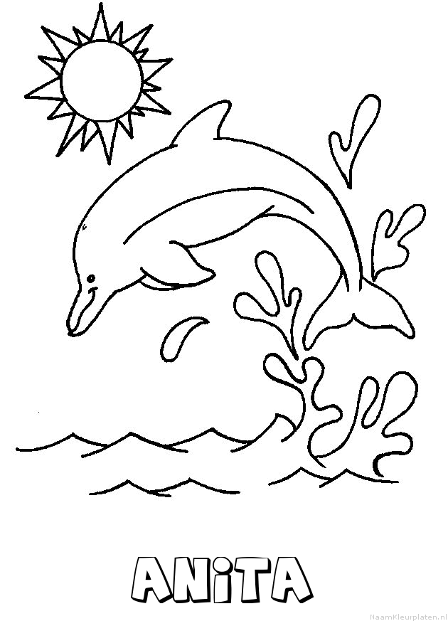 Anita dolfijn kleurplaat