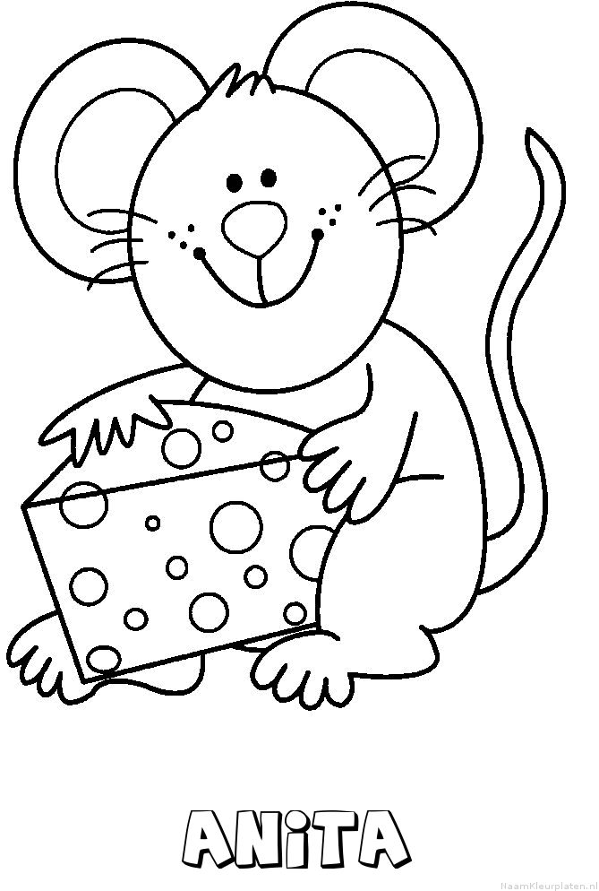 Anita muis kaas kleurplaat
