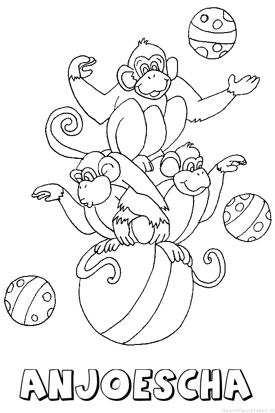 Anjoescha apen circus kleurplaat