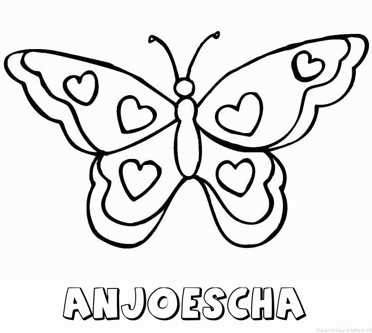 Anjoescha vlinder hartjes kleurplaat