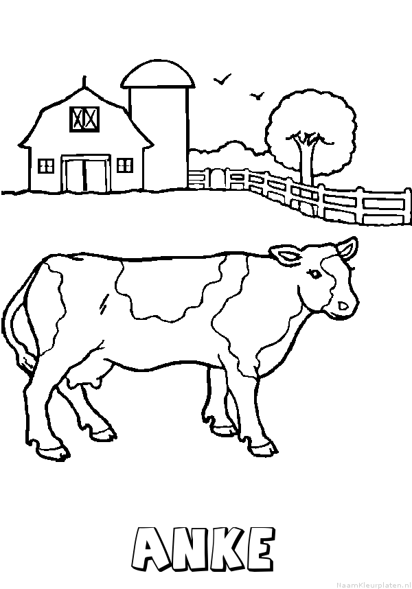 Anke koe kleurplaat
