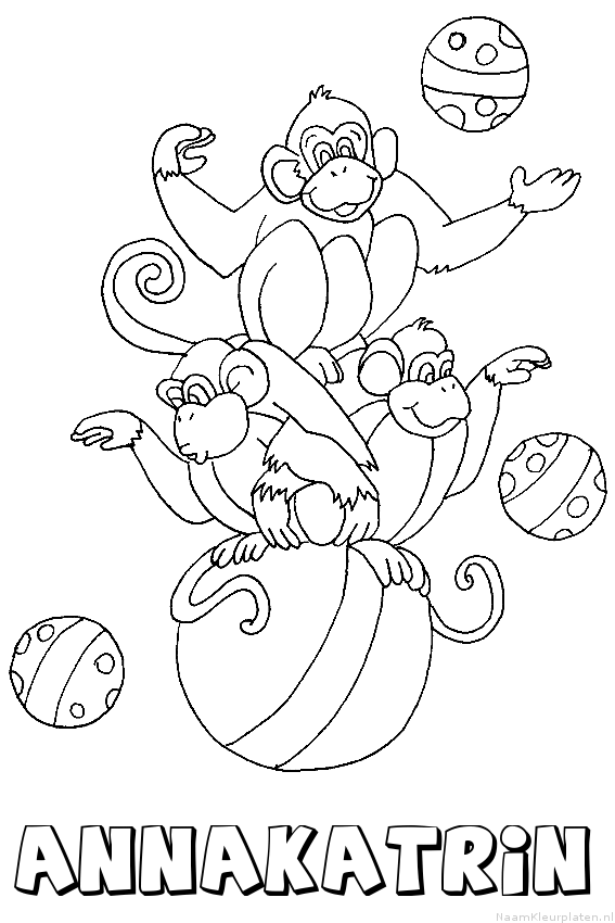 Annakatrin apen circus kleurplaat