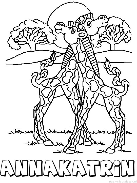 Annakatrin giraffe koppel kleurplaat