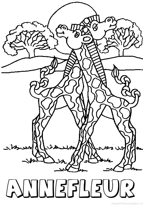 Annefleur giraffe koppel kleurplaat