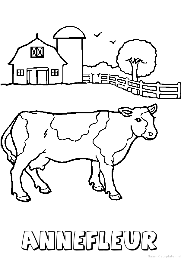 Annefleur koe kleurplaat