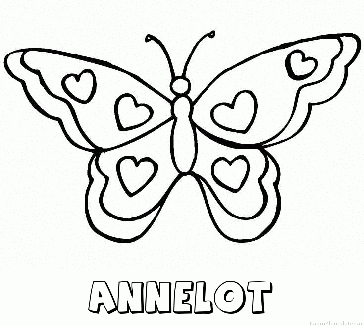 Annelot vlinder hartjes kleurplaat