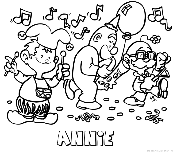 Annie carnaval kleurplaat