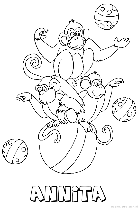 Annita apen circus kleurplaat