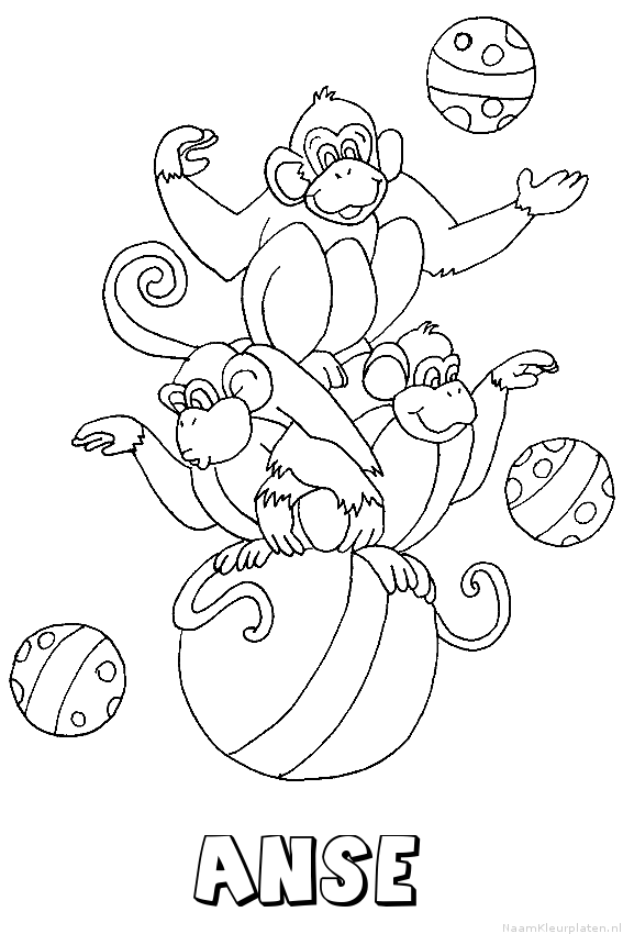 Anse apen circus kleurplaat