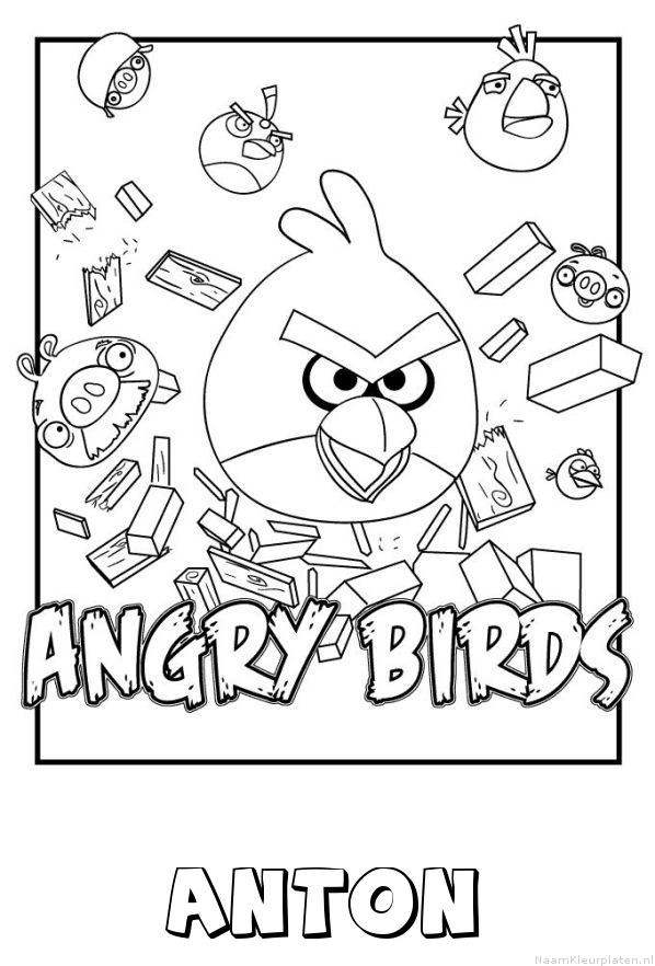 Anton angry birds kleurplaat
