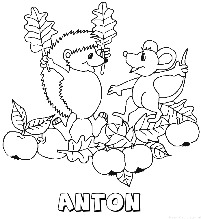 Anton egel kleurplaat
