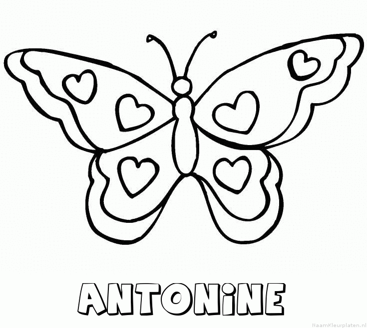 Antonine vlinder hartjes kleurplaat