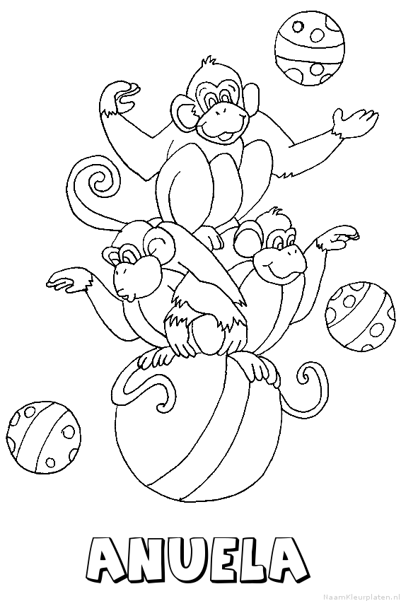 Anuela apen circus kleurplaat