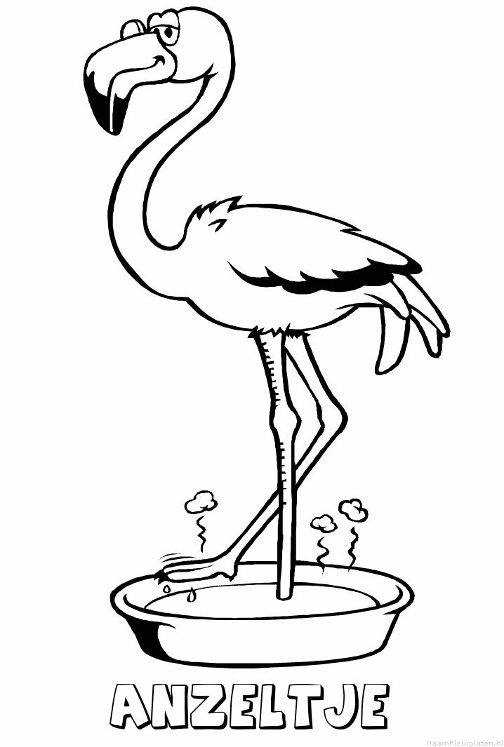 Anzeltje flamingo kleurplaat