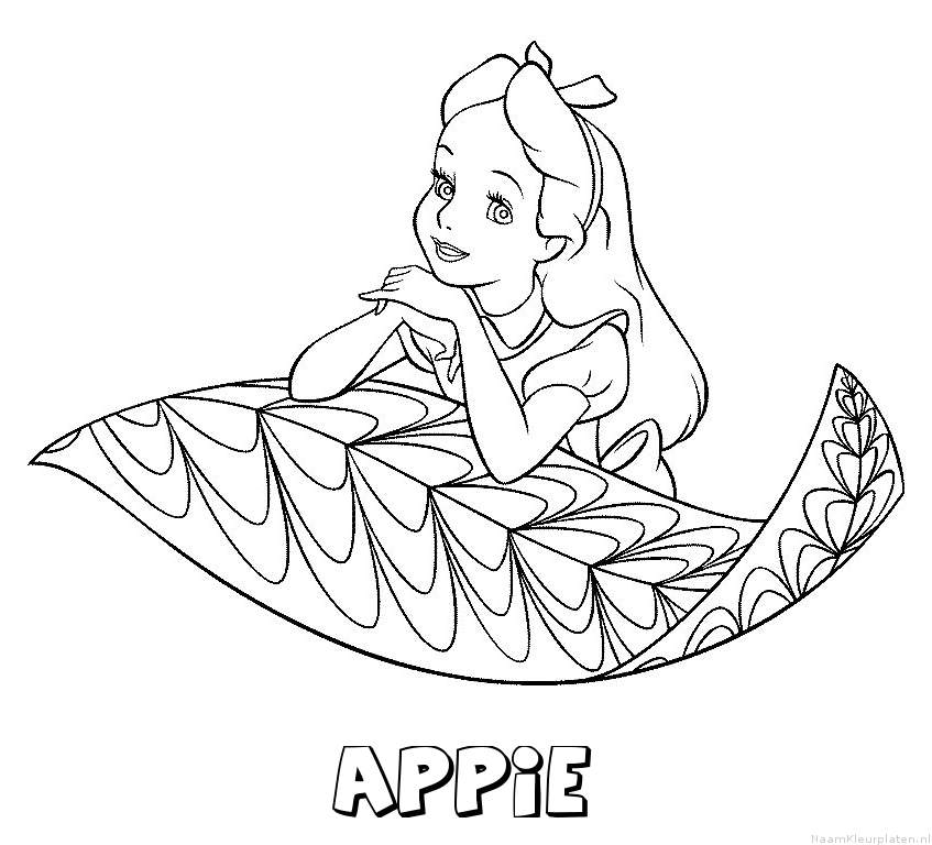 Appie alice in wonderland kleurplaat