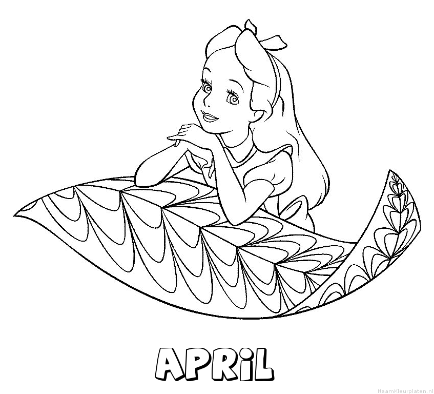 April alice in wonderland kleurplaat
