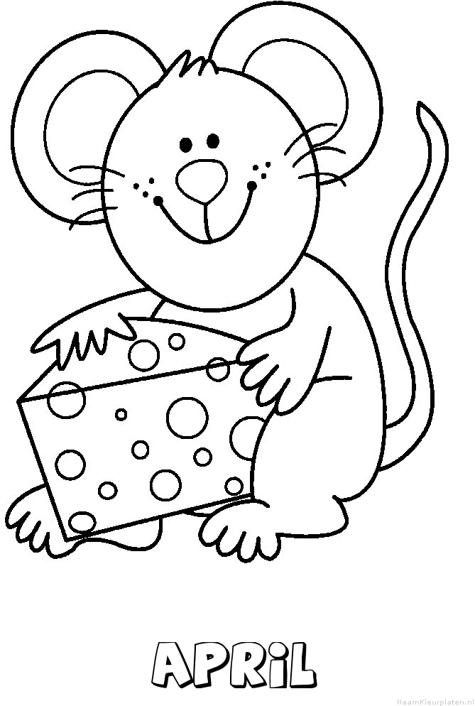 April muis kaas kleurplaat