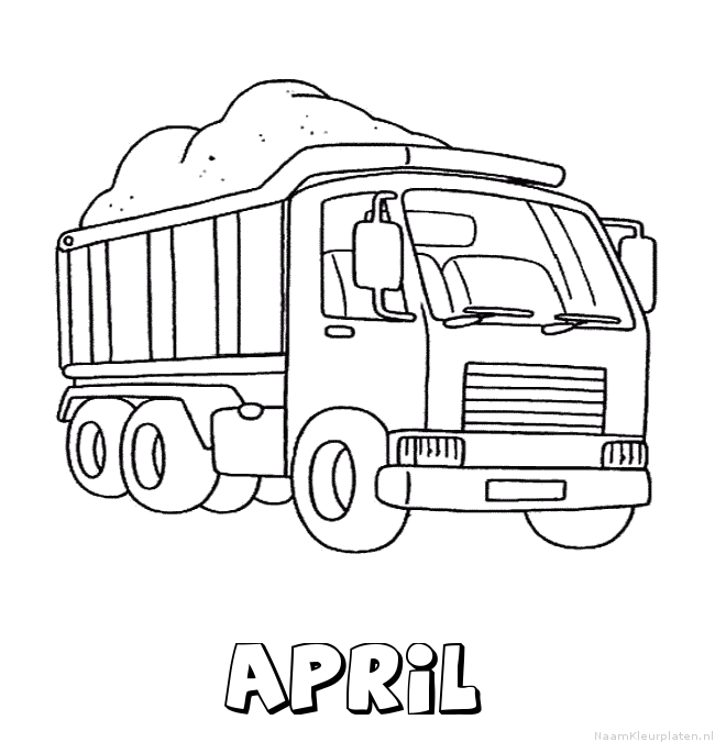 April vrachtwagen kleurplaat