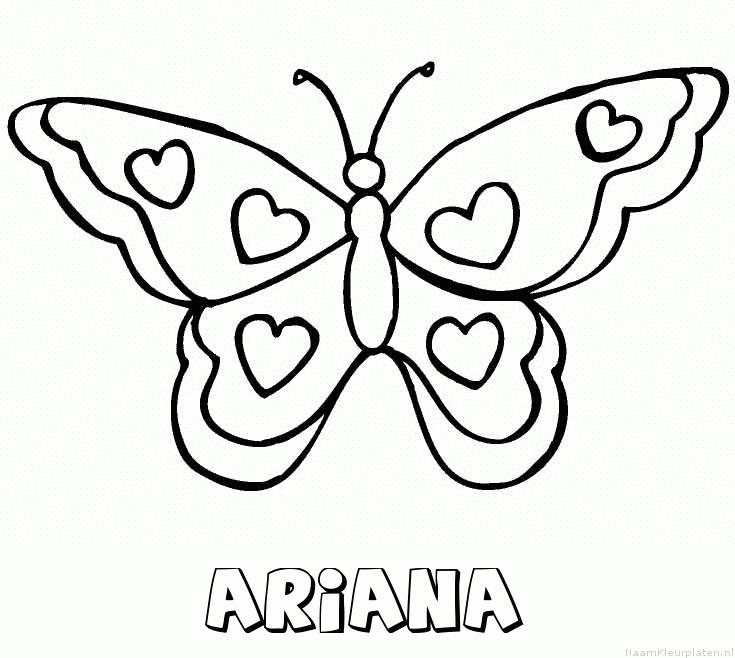 Ariana vlinder hartjes kleurplaat