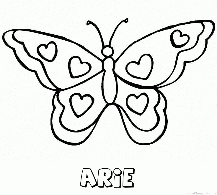 Arie vlinder hartjes kleurplaat