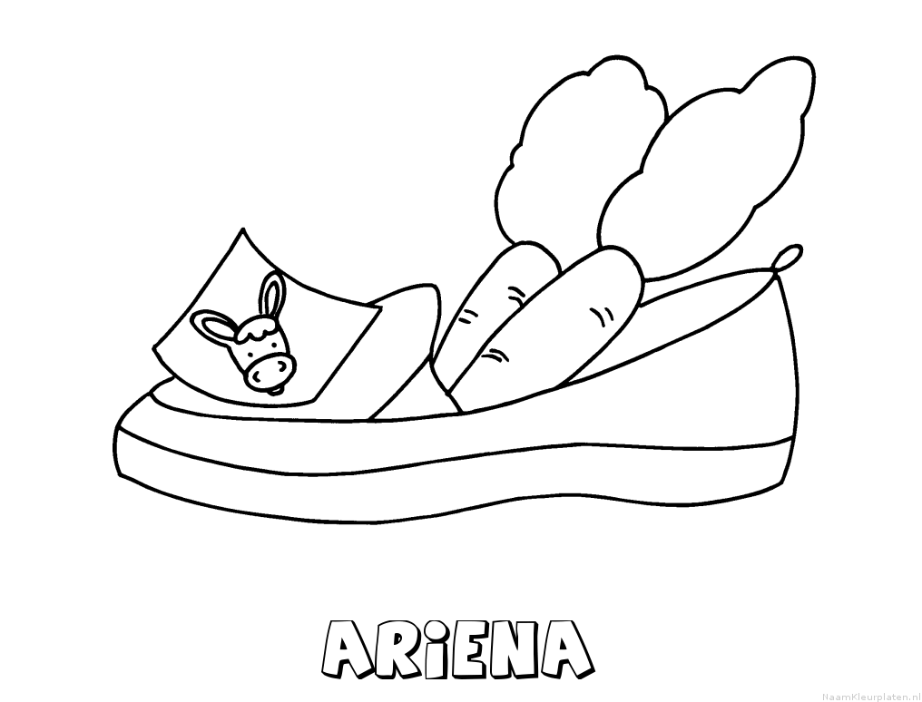 Ariena schoen zetten kleurplaat
