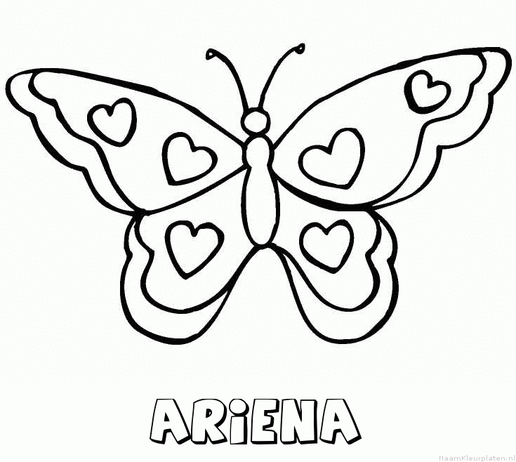 Ariena vlinder hartjes kleurplaat