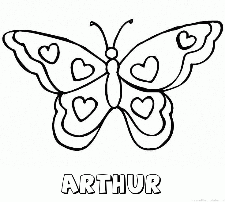 Arthur vlinder hartjes kleurplaat