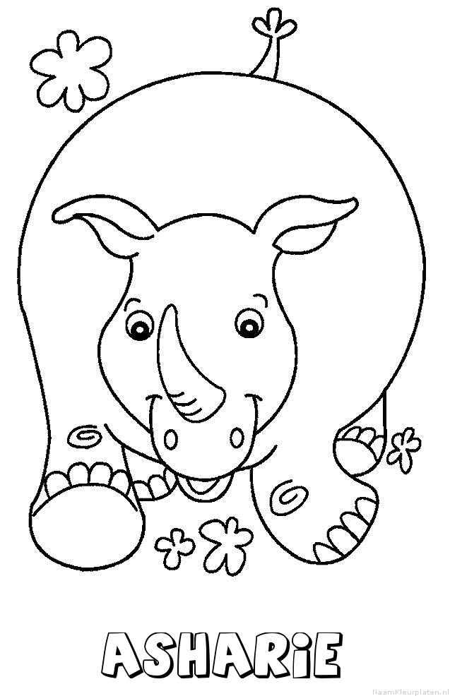 Asharie neushoorn kleurplaat